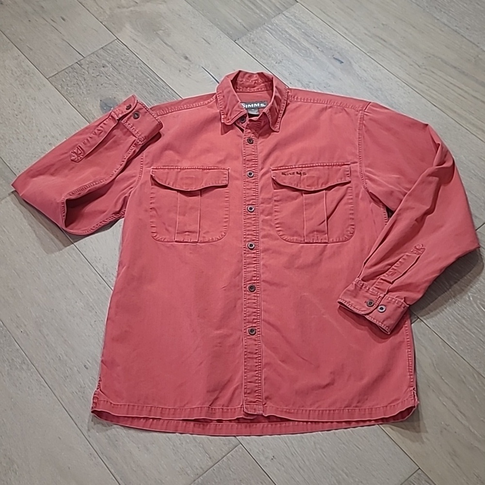 Simms Shirt Men's sz Medium Rust/Orange Button Down Long Sleeve Fishing/Hunting